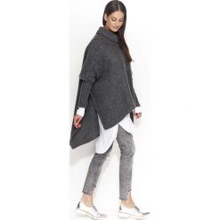 Grafitowy Ciepły Sweter Oversize z Golfem. Szare swetry damskie Molly.pl, uniwersalny, bez wzorów, z jeansu, bez rękawów. Za 109,90 zł.