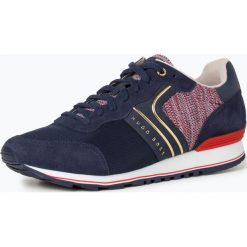 BOSS Athleisure - Tenisówki męskie z dodatkiem skóry – Parkour_Runn_flag, niebieski. Niebieskie trampki męskie BOSS Athleisure, bez wzorów, z dzianiny, bez zapięcia. Za 745,95 zł.
