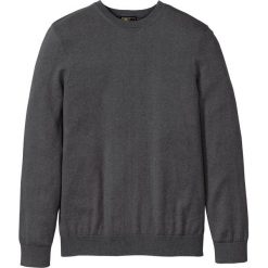 Sweter z okrągłym dekoltem i kaszmirem bonprix ciemnoszary melanż. Szare swetry męskie bonprix, s, melanż, z kaszmiru, z okrągłym kołnierzem. Za 44,99 zł.