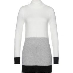 Sweter bonprix biel wełny - jasnoszary melanż - antracytowy melanż. Szare swetry klasyczne damskie marki Mohito, z kontrastowym kołnierzykiem. Za 89,99 zł.