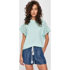 Answear - Top Great Escape. Fioletowe bluzki damskie ANSWEAR, s, z haftami, z bawełny, z okrągłym kołnierzem. W wyprzedaży za 29,90 zł.