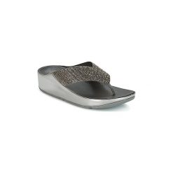 Klapki FitFlop CRYSTALL. Szare klapki damskie FitFlop, bez wzorów, bez obcasa. Za 279,30 zł.