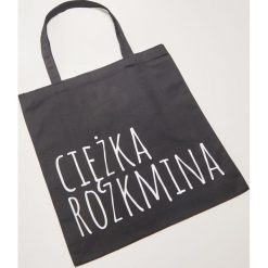 Materiałowa torba z napisem - Czarny. Czarne torebki klasyczne damskie House, z napisami, z materiału. Za 15,99 zł.