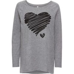 Shirt bonprix szary melanż - czarny z nadrukeim. Szare koszulki damskie bonprix, z nadrukiem, bez kołnierzyka, bez rękawów. Za 59,99 zł.