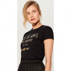 Świąteczna koszulka dla Niej - Czarny. Czarne t-shirty damskie marki Mohito, l. Za 39,99 zł.