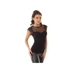 Bluzka Lilly z tiulowymi wstawkami czarna ED014-2. Czarne bluzki damskie marki Ella dora, xl, bez wzorów, z tiulu, z falbankami, bez rękawów. Za 139,00 zł.