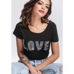 Czarny T-shirt Puzzling. Czarne bluzki damskie koronkowe marki other, s, bez kołnierzyka. Za 39,99 zł.