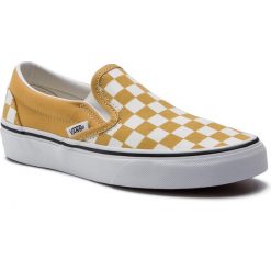 Tenisówki VANS - Classic Slip-On VN0A38F7VLY1 (Checkerboard) Yolk Yello. Żółte półbuty damskie Vans, bez wzorów, z gumy, bez zapięcia. W wyprzedaży za 209,00 zł.