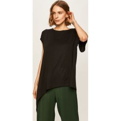 Answear - T-shirt. Czarne bluzki damskie ANSWEAR, s, bez wzorów, z wiskozy, casualowe, z okrągłym kołnierzem, z krótkim rękawem. W wyprzedaży za 49,90 zł.