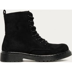 Answear Lab - Workery Buonarotti. Czarne workery damskie Answear Lab, z materiału, z okrągłym noskiem, bez obcasa, na obcasie, na sznurówki. Za 149,90 zł.