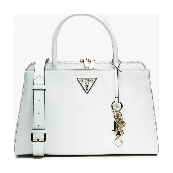 Guess Torebka Maddy Girlfriend Satchel , biały, rozmiar ONE SIZE. Białe torebki klasyczne damskie Guess, z aplikacjami, ze skóry ekologicznej, na ramię, z breloczkiem. W wyprzedaży za 479,99 zł.