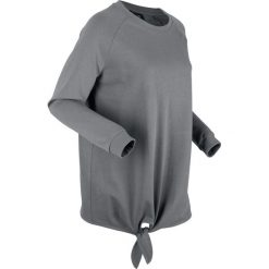Bluza dresowa, długi rękaw bonprix dymny szary. Szare długie bluzy damskie bonprix, bez wzorów, z dresówki, z długim rękawem, bez kaptura. Za 37,99 zł.