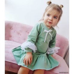 Sukienka Fufulinka - brudna mięta. Szare sukienki niemowlęce Pakamera, bez wzorów, z tiulu, eleganckie, bez rękawów. Za 105,00 zł.