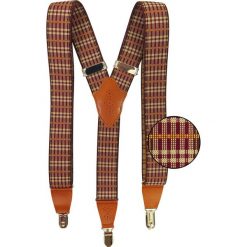 Brązowo-bordowe szelki w kratkę SZ93. Czerwone szelki męskie Modini Moda Męska. W wyprzedaży za 99,00 zł.