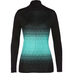 Sweter z golfem bonprix czarno-zielony oceaniczny. Czarne swetry damskie bonprix, bez wzorów, bez rękawów. Za 54,99 zł.