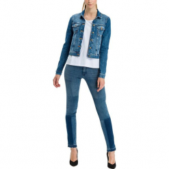 Dżinsy "Anya" - Slim fit - w kolorze niebieskim. Niebieskie spodnie z wysokim stanem marki Cross Jeans, z aplikacjami. W wyprzedaży za 127,95 zł.