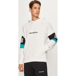 New Balance - Bluza. Białe bluzy męskie New Balance, s, z aplikacjami, z elastanu, z kapturem, bez rękawów, z kapturem. Za 299,90 zł.