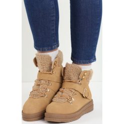 Camelowe Traperki Untold. Brązowe buty trekkingowe damskie Born2be, na zimę. Za 109,99 zł.