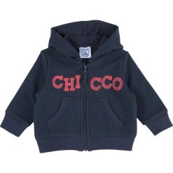 Bluza w kolorze granatowym. Niebieskie bluzy niemowlęce marki Chicco, z nadrukiem, z bawełny. W wyprzedaży za 49,95 zł.