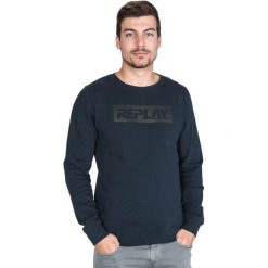Replay Bluza Niebieski. Niebieskie bluzy męskie Replay, s, z nadrukiem, z bawełny, bez kołnierzyka, bez rękawów, bez kaptura. Za 412,95 zł.