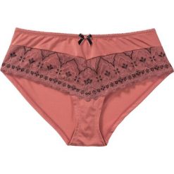 Figi "hipster" bonprix rabarbarowo-czarny. Różowe majtki damskie bonprix, bez wzorów, z koronki. Za 29,99 zł.