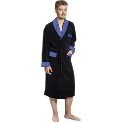 Męski szlafrok Max II. Czarne szlafroki męskie Margo, m, bez wzorów, z tkaniny, bez rękawów. Za 200,99 zł.
