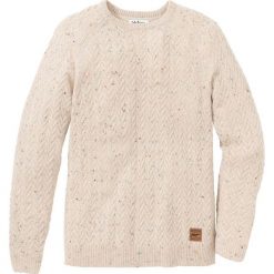 Sweter z okrągłym dekoltem w warkocze Regular Fit bonprix naturalny melanż. Białe swetry męskie bonprix, xl, bez wzorów, z okrągłym kołnierzem, bez kaptura. Za 49,99 zł.