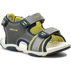 Sandały GEOX - B Sand.Agasim B.D B821AD 05015 C0666 M Grey/Lime. Szare sandały męskie Geox, ze skóry ekologicznej, bez zapięcia. W wyprzedaży za 179,00 zł.
