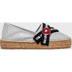 Love Moschino - Espadryle. Szare espadryle damskie Love Moschino, bez wzorów, z gumy, bez obcasa, na obcasie. W wyprzedaży za 479,90 zł.