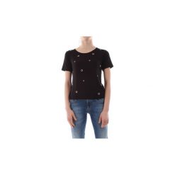 T-shirty z krótkim rękawem Guess W91P03 K68D0 EYELETS. Czarne bluzki damskie Guess, s, z aplikacjami, bez kołnierzyka. Za 163,64 zł.