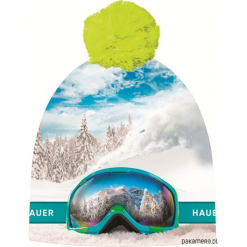 Czapka Magic Fun SKI GOOGLE. Szare czapki zimowe damskie marki Pakamera, z nadrukiem, z dzianiny. Za 79,00 zł.