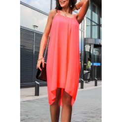 Sukienka DALANA. Pomarańczowe sukienki damskie IVET, m, bez wzorów, eleganckie, bez kołnierzyka, z krótkim rękawem, krótkie, mini. W wyprzedaży za 49,00 zł.