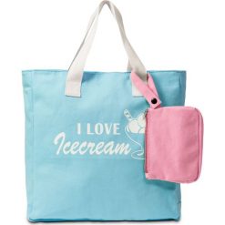 Shopper bag damskie: Torba shopper z nadrukiem i torebką bonprix jasnoniebieski