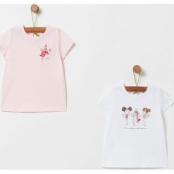 OVS - T-shirt 74-98 cm (2-pack). Różowe bluzki dziewczęce OVS, z nadrukiem, z bawełny, z okrągłym kołnierzem, z krótkim rękawem, krótkie, bez kaptura. Za 49,90 zł.