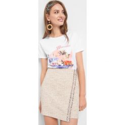 Tweedowa spódnica mini. Różowe spódniczki damskie Orsay, z aplikacjami, z bawełny, eleganckie, z podwyższonym stanem, mini, asymetryczne. Za 69,99 zł.