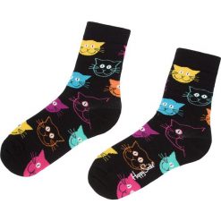 Skarpety Wysokie Unisex HAPPY SOCKS - MJA01-9001 Czarny. Czarne skarpetki damskie marki Happy Socks, bez wzorów, z elastanu. Za 34,90 zł.