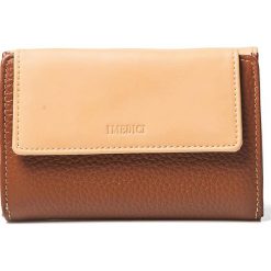 Portfele damskie: Skórzany portfel w kolorze brązowo-beżowym – 16,5 x 11 x 3,5 cm