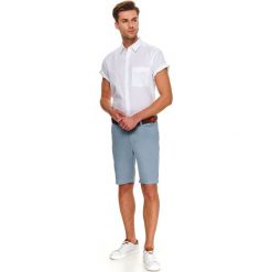 Koszula krótki rękaw męska regular fit. Białe koszule męskie Top Secret, m, bez wzorów, eleganckie, bez kołnierzyka, z krótkim rękawem. W wyprzedaży za 69,99 zł.