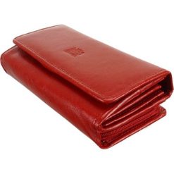 PERFEKT PLUS P/50 A zamek/zatrzask czerwony, portfel damski. Czerwone portfele damskie Perfekt Plus, bez wzorów, ze skóry. Za 129,90 zł.