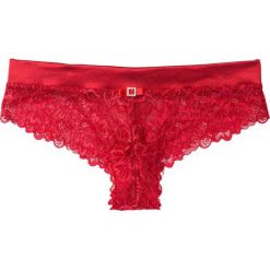 Figi brazylijskie bonprix czerwony. Czerwone figi bonprix, w koronkowe wzory, z koronki. Za 29,99 zł.