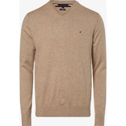 Tommy Hilfiger - Sweter męski, zielony. Zielone swetry męskie TOMMY HILFIGER, m, bez wzorów, z bawełny, eleganckie, bez kołnierzyka, bez kaptura. Za 279,95 zł.