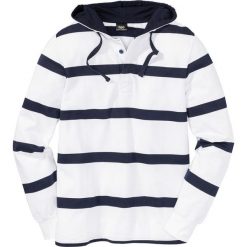 Bluzy męskie: Bluza z kapturem Regular Fit bonprix biało-ciemnoniebieski w paski
