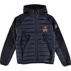 Kurtka przejściowa "Aube" w kolorze granatowym. Niebieskie kurtki chłopięce Geographical Norway Kids & Women, z aplikacjami. W wyprzedaży za 226,95 zł.