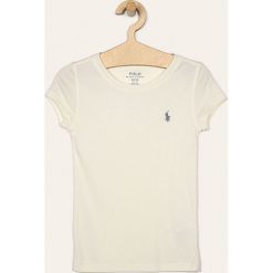Polo Ralph Lauren - T-shirt dziecięcy 128-176 cm. Białe bluzki dziewczęce Polo Ralph Lauren, bez wzorów, z bawełny, z okrągłym kołnierzem, z krótkim rękawem, krótkie, bez kaptura. Za 159,90 zł.