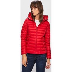 Tommy Hilfiger - Kurtka puchowa. Niebieskie kurtki damskie TOMMY HILFIGER, s, bez wzorów, z materiału, krótkie, z kapturem. Za 899,90 zł.