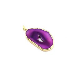 Colare Plaster Geody Agatu złoto. Różowe naszyjniki damskie Brazi druse jewelry, na co dzień, z agatem, srebrne. Za 170,00 zł.