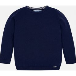 Mayoral - Sweter dziecięcy 92-134 cm. Niebieskie swetry chłopięce Mayoral, bez wzorów, z bawełny, z okrągłym kołnierzem. W wyprzedaży za 59,90 zł.