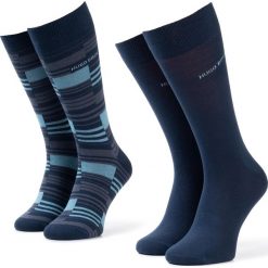 Zestaw 2 par wysokich skarpet męskich BOSS - 2P Rs Stripe Cc 50420236 413. Niebieskie skarpetki męskie Boss, bez wzorów, z elastanu. Za 69,00 zł.