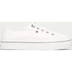 Tommy Hilfiger - Tenisówki. Białe trampki i tenisówki damskie TOMMY HILFIGER, bez wzorów, z gumy, na sznurówki. Za 359,90 zł.