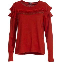 Sweter w kolorze czerwono-czarnym. Czerwone swetry damskie Coline, m, w koronkowe wzory, z koronki, bez rękawów, bez kaptura. W wyprzedaży za 79,95 zł.